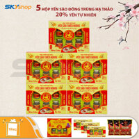 Thiên Hoàng - 5 hộp yến sào đông trùng hạ thảo 20% + 1 hộp yến nhụy hoa nghệ tây + 3 hộp yến 18% (1 hộp 3 lọ) + 3 gói kẹo sâm 200g