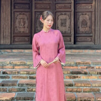 Thiên Yên - áo dài Mộc Ánh áo dài gấm lụa in vân tay dài sản phẩm thiết kế độc quyền