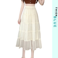 Thienblue_Chân Váy Dáng Dài Xòe 5 Tầng Chất Voan Tơ Phối Bèo Phong Cách Ulzzang Hàn Quốc Thời Trang- CV001