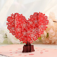 Thiệp 3D Hoa Anh Đào Hình Trái Tim Thiệp Valentine, Dịp Kỷ Niệm Tình Yêu, Thiệp Cảm Ơn