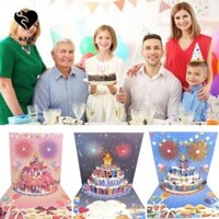 Thiệp chúc mừng bật lên 3D SJJL, Thiệp chúc mừng sinh nhật hiệu ứng pháo hoa rỗng, Quà tặng sinh nhật Họa tiết hoạt hình Bánh sinh nhật đẹp và nhẹ nhàng Bưu thiếp mẹ