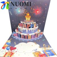 Thiệp chúc mừng bật lên NUOMI 3D, Nến Led có thể thổi rỗng Thiệp chúc mừng sinh nhật, Quà tặng sinh nhật Hiệu ứng pháo hoa Âm nhạc và ánh sáng Bưu thiếp bánh sinh nhật đẹp Trẻ em