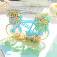 Thiệp chúc mừng sinh nhật 3d xe đạp có thể gập lại lập thể cao cấp chữ viết tay mới mẻ và tinh tế đã hoàn thành thẻ cuốn sách lập thể [yfs]