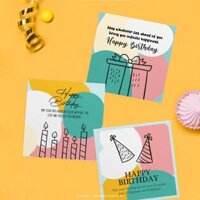 Thiệp chúc mừng sinh nhật SDstationery BUBBLE 12x12cm màu sắc trang nhã tươi sáng câu chúc tiếng Anh hay 12x12cm - Set 3 thiệp