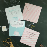 Thiệp chúc mừng sinh nhật 12x12 SDstationery PASTEL PINK họa tiết bánh ngọt màu hồng pastel trẻ trung nhẹ nhàng - Set 3 thiệp