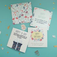 Thiệp chúc mừng sinh nhật 12x12 SDstationery SN5 FLORAL họa tiết hoa nhí trang nhã - Set 3 thiệp
