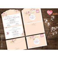Thiệp cưới hiện đại mới nhất gập 3 combo 100 cái phôi trắng (Phôi chưa in nội dung) cần in nd thì ib