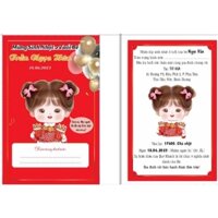 thiệp mời thôi nôi sinh nhật cho bé gái, in hoàn thiện nội dung, combo 50 thiệp.