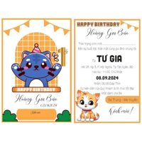 thiệp mời thôi nôi sinh nhật cho bé, in hoàn chỉnh nội dung, combo 50 thiệp