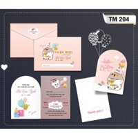 thiệp thôi nôi sinh nhật, in hoàn chỉnh nội dung, combo 50 thiệp