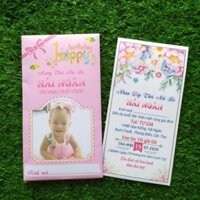 Thiệp thôi nôi, sinh nhật in hình Bé 50 bộ