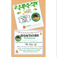 Thiệp thôi nôi sinh nhật. Combo 50 bộ. In sẵn nội dung