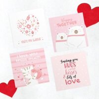 Thiệp tình yêu Valentine SDstationery LOVE IS PINK vuông 12 cm màu hồng dễ thương - Set 4 thiệp