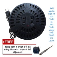 Thiết bị đổi nguồn điện từ 220 volt ra 110 volt 2000 VA LIOA kèm phích đổi và vít thử điện tương đương công suất 1600 watt [bonus]