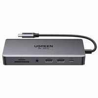Thiết bị HUB USB Type-C Thunderbolt to HDMI/USB 3.2/SD/TF/Lan Gigabit/Sạc PD/Audio 3.5 Ugreen 15965