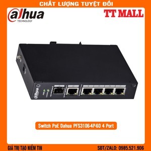 Thiết bị mạng Switch POE Dahua PFS3106-4P-60