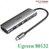Thiết bị mở rộng 6 in 1 USB Type-C to HDMI/ Hub USB 3.0/ Audio 3.5mm/ Sạc PD 100W Ugreen 80132 cao cấp
