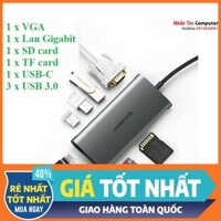 Thiết bị mở rộng USB-C ra VGA / Ethernet / Hub USB 3.0/ Card TF/SD Ugreen 50539