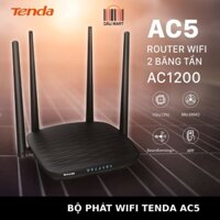 Thiết bị Router phát Wifi Tenda AC5 Chuẩn AC 1200Mbps 2 băng tần 2.4 GHZ +5 GHZ  - Hãng chính hãng