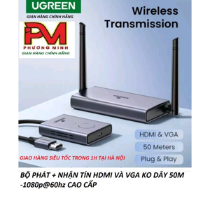 Thiết bị truyền nhận HDMI & VGA không dây 50M Ugreen 50633