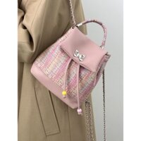 Thiết Kế Ban Đầu Phong Cách Chanel Bện Dây Xích Cao Cấp Ba Lô Ngọt Ngào Cô Gái Thoáng Mát Ba Lô Nhỏ Phù Hợp Với Học Sinh Túi 3.23
