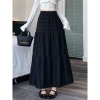 Thiết Kế Cảm Giác Niche Lông Tơ Cao Cấp Dim Mặc Ôm Hơn Nhìn Lông Tơ Váy Dài Ren Đen Khâu Váy Nữ Hợp Thời Trang 3.1