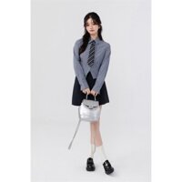 Thiết Kế Cảm Giác Tương Phản Màu Sắc Áo Sơ Mi Sọc Dài Tay Nữ Preppy Phong Cách Ôm Ôm Ôm Hơn Nhìn Eo Thu hẹp JK Tie Áo CS