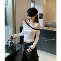 Thiết Kế Cảm Giác Xù Vai Dài Tay Áo Thun Nữ Mùa Xuân 2024 Phong Cách Mới Pure Desire Slim-fit Let