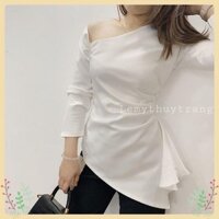 [Thiết Kế Cao Cấp]  Áo nữ xinh tay phồng kết hạt lệch vai sang chảnh [KÈM ẢNH THẬT]  - Maczin Store