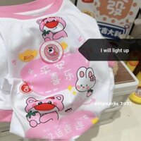 Thiết Kế Cotton Nguyên Chất Chiếu Sáng Trẻ Em Nửa Tay Áo Thun Bé Trai Bé Gái Mùa Hè Phiên Bản Hàn Quốc Cho Bé Màu Sắc Tương Phản Cổ Tròn Top