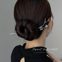 Thiết kế gốc, kẹp tóc hình cành hoa phong cách Trung Quốc mới, kẹp tóc đá mặt trăng cho phụ nữ, kẹp tóc hiện đại đơn giản, cảm giác cao cấp