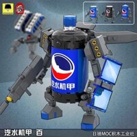 Thiết kế gốc Nhật Bản Khối xây dựng hạt lắp ráp MOC Soda Mecha Spoof Pepsi Đồ chơi giáo dục hợp thời trang