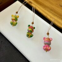 Thiết kế gốc, túi đựng điện thoại hình gấu bằng sơn mài, móc khóa, phụ kiện thời trang treo xe, màu sắc ngẫu nhiên