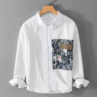 Thiết Kế Mới Dài Tay Độ Dày Thường Ngày Cotton Thương Hiệu Áo Sơ Mi Nam Thời Trang Thoải Mái Chắp Vá Top Quần Áo Camisa Masculina