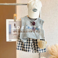 [Thiết kế mỏng] Bộ vest mùa hè dành cho trẻ em 2024 Áo vest kẻ sọc in họa tiết in họa tiết cho bé trai và bé gái