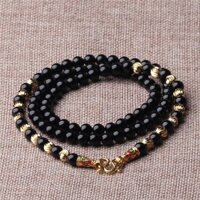 Thiết Kế Phong Cách Dân Tộc Mã Não Đen Thái Lan Bùa Hộ Mệnh Dây Xích Nam Nữ Phong Cách Bùa Vòng Cổ Treo Dây Xích Mặt Dây Chuyền Hạt Phật Giáo Thangka Vàng Pixiu #泰250312#