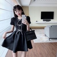 Thiết Kế Sense Chanel Phong Cách Nơ Mùa Hè Ren Mùa Hè 2025 Mùa Hè Phong Cách Đen Phiên Bản Hàn Quốc Váy Xếp Ly20250216