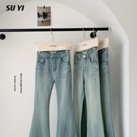 Thiết kế Skinny Jeans Nữ cạp cao Slim Flare Quần Slim Straight Retro Jeans