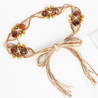 Thiết Kế Thắt Lưng Thời Trang Hào Quang Phong Cách Dân Tộc Bohemian Retro Dệt Tay Vải Thắt Lưng Dây Thắt Lưng Nữ Váy Đính Hạt Nữ Dây Thắt Lưng Rộng #YDG0114#