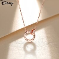 Thiết kế vòng đôi thanh lịch đích thực của Disney, Vòng cổ mặt dây chuyền lồng vào nhau, Bạc S925, Có thể giặt được, Không phai màu, Quà tặng nữ, Quà tặng ngày lễ tình nhân, Quà tặng Giáng sinh.