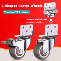 Thiết lập của 4 bên gắn kết bánh L hình nhỏ cao su caster, câm bóng mang 360 độ Tấm xoay bánh xe cho đồ nội thất, giường em bé, nhà bếp, tủ, bàn