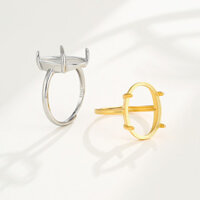 Thiết lập Nhẫn | Nhẫn bạc Sterling 925 nhẫn trang sức tự làm hình bầu dục đơn giản trống nhẫn màu hổ phách Nhẫn ngọc lam ngọc bích trống Gắn Bạc