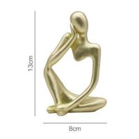 Thinker Sculpture Figurine Home Statues Modern Bookcase - Gold Right