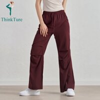 Thinkture Nữ Thể Thao Rời Tập Gym Nữ Quần Tập Yoga Eo Cao Dây Rút Giải Trí Thường Ngày Tập Yoga Quần Thể Thao Ống Rộng Quần Bên Túi Xếp Ly Chân Thoáng Khí Chạy Bộ Quần Dài