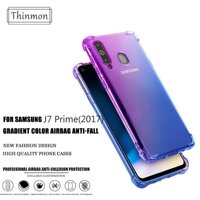 Thinmon Cho Samsung J7 Prime (2017) gradient Màu Da Ốp Lưng TPU Mềm Dẻo Silicone Di Động Điện Thoại Ốp Lưng Mặt Sau Túi Khí Chống Sốc Vỏ [bonus]