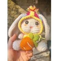Thỏ bông bằng len móc thủ công 15x15cm