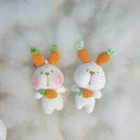 Thỏ cà rốt len handmade - móc khóa thỏ,  Đồ len hanhmade dễ thương