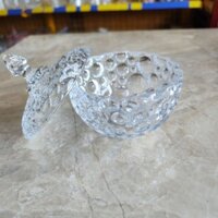 Thố chấm bi loại lớn,thố bi thủy tinh màu vàng và trắng