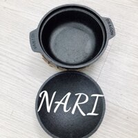 Thố gang nắp gang chống dính kho quẹt, nấu cơm nêu, nồi gang 12cm nguyên khối - gia dụng Nari