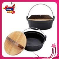 Thố gang Vạn Lợi nắp gỗ chống dính loại lớn